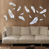 Feather Shape Mural Decals - Silver