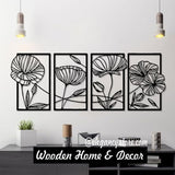 4 Panel Tree Wooden Wall Art