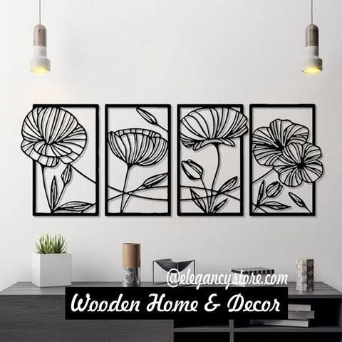 4 Panel Tree Wooden Wall Art