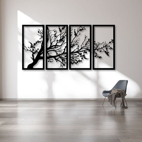 Tree Wall Art, 4 Panels Tree of Life Decor