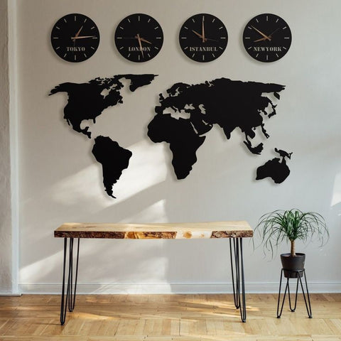 4 Dial Worldmap With Clocks